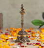 Golden Traditional Brass Pooja Bell with Hanuman Idol