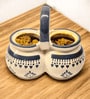 (Set of 2) 200 ml Traditional Ceramic Spice Jar Condiment Set with Lids, Handles & Spoons (Grey)
