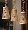 Kristin Traditional Beige and Brown Bamboo Cluster Hanging Light