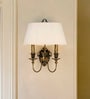 Traditional Double Antique Finish Wall Sconce with Pleated White Fabric Shade