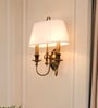 Traditional Double Antique Finish Wall Sconce with Pleated White Fabric Shade