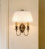 Traditional Double Antique Finish Wall Sconce with Pleated White Fabric Shade