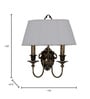 Traditional Double Antique Finish Wall Sconce with Pleated White Fabric Shade