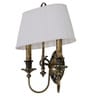 Traditional Double Antique Finish Wall Sconce with Pleated White Fabric Shade