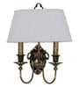 Traditional Double Antique Finish Wall Sconce with Pleated White Fabric Shade