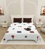 White Traditional print 144 TC Cotton King Size  Bedsheet With 2 Pillow Cover