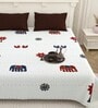 White Traditional print 144 TC Cotton King Size  Bedsheet With 2 Pillow Cover