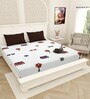 White Traditional print 144 TC Cotton King Size  Bedsheet With 2 Pillow Cover