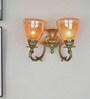 Traditional Gold Antique 14 Inch Aluminium Double-Light Wall Lamp With Golden Crinkle Glass Shades
