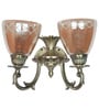 Traditional Gold Antique 14 Inch Aluminium Double-Light Wall Lamp With Golden Crinkle Glass Shades