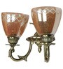 Traditional Gold Antique 14 Inch Aluminium Double-Light Wall Lamp With Golden Crinkle Glass Shades