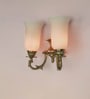 Traditional Gold Antique 14 Inch Aluminium Double-Light Wall Lamp With White Translucent Glass Shades