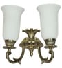 Traditional Gold Antique 14 Inch Aluminium Double-Light Wall Lamp With White Translucent Glass Shades