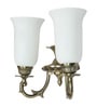 Traditional Gold Antique 14 Inch Aluminium Double-Light Wall Lamp With White Translucent Glass Shades