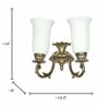 Traditional Gold Antique 14 Inch Aluminium Double-Light Wall Lamp With White Translucent Glass Shades
