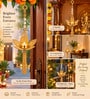 Traditional Golden Lotus Hanging Diya Holder with Beads and Tassel with Tealight Candle