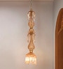 Traditional Golden Luster Molded Glass Pendant Light with Hand-Cut Crystals, 38-Inch Length