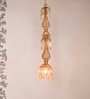 Traditional Golden Luster Molded Glass Pendant Light with Hand-Cut Crystals, 38-Inch Length