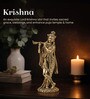 Golden Traditional Krishna Brass Idol Playing Flute
