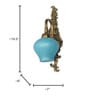 Traditional Long Antique Brass Finish Wall Sconce with Blue Beaded Glass