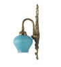 Traditional Long Antique Brass Finish Wall Sconce with Blue Beaded Glass