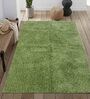 Green Shaggy Fiber 4 ft x 6 ft Machine Made Carpet