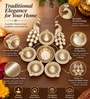Traditional Peacock Design Metal Finish Diya Stand with 5 Tea Light Candle