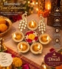 Traditional Peacock Design Metal Finish Diya Stand with 5 Tea Light Candle