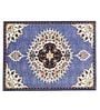Blue Polyester Vintage 3 x 5 Feet Machine Made Carpet