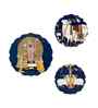 Set of 3  Navy Blue Shrinathji With Kamdhenu Cow Decorative Wall Art