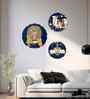 Set of 3  Navy Blue Shrinathji With Kamdhenu Cow Decorative Wall Art