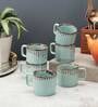 Tranquil 100ml Mint Green & Brown Ceramic (Set of 6) Tea Cup
