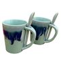 Tranquil Blue Ceramic  4 Pcs Dessert Bowls With Spoon