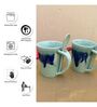 Tranquil Blue Ceramic  4 Pcs Dessert Bowls With Spoon