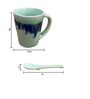 Tranquil Blue Ceramic  4 Pcs Dessert Bowls With Spoon
