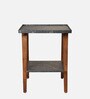 Transcendent Tinge Trapezium Side Table in Metallic Blue Colour