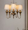 Transitional Antique Brass Finished 5-Light Chandelier with Pleated Fabric Shades