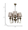 Transitional Antique Brass Finished 5-Light Chandelier with Tapered Lace Fabric Shades