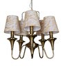 Transitional Antique Brass Finished 5-Light Chandelier with Tapered Lace Fabric Shades