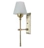 Transitional Antique Brass Long Wall Sconce with Frosted Tapered Glass Shade