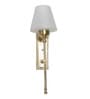 Transitional Antique Brass Long Wall Sconce with Frosted Tapered Glass Shade