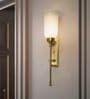 Transitional Antique Brass Long Wall Sconce with Milky Glass Shade