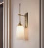 Transitional Antique Brass Long Wall Sconce with Milky Glass Shade