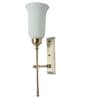 Transitional Antique Brass Long Wall Sconce with Milky Glass Shade
