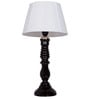 Transitional Wooden Table Lamp | Black Finish with Pleated Chiffon Shade