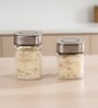Transparent 240 ml Borosilicate Glass Storage Container with Airtight Stainless Steel Press Lid