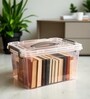 Transparent Storage Box with Lid & Handle, Stackable Polypropylene Organizer