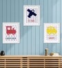 Transport  Multicolour Canvas Set Of 3 Wall Art