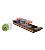Madhubani Natural Brown Glass and Wood 4 Pcs Condiment Jars With Tray