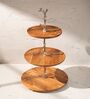 Treat Tree Three-Tier Multipurpose Serveware Acacia Wood with Iron Handle Serving Stand